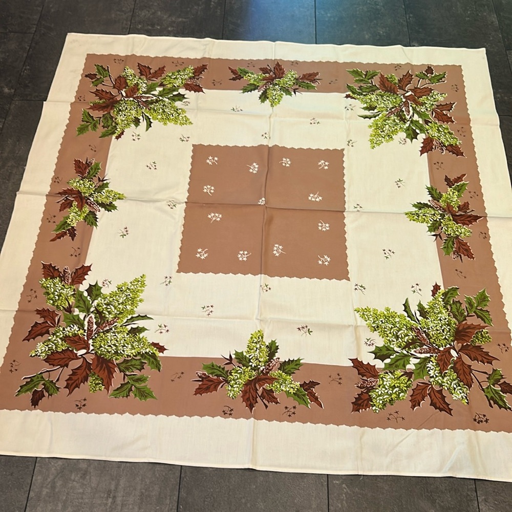 Vintage Table Cloth California Hand Prints Cotton